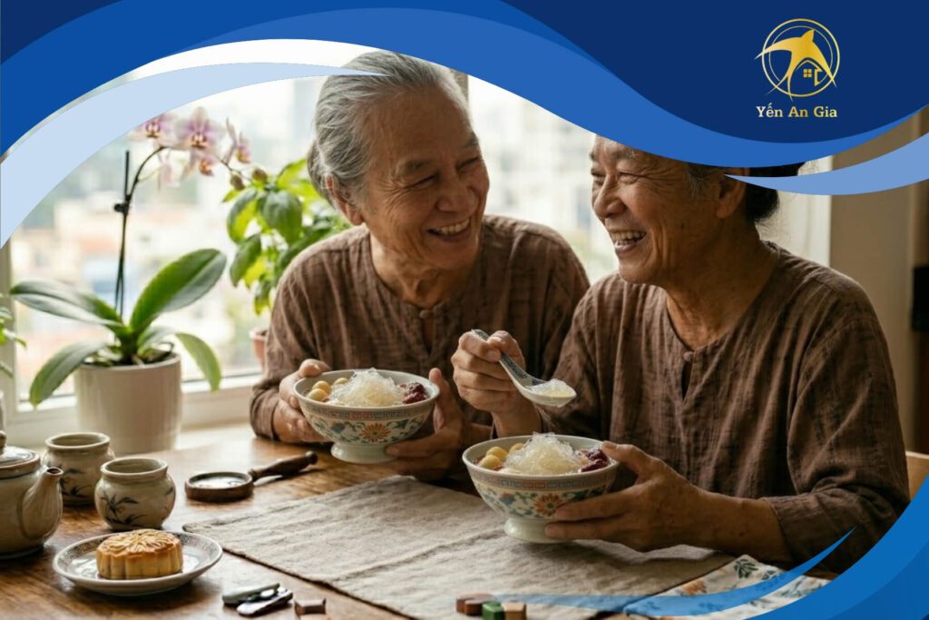 người già ăn yến sào
