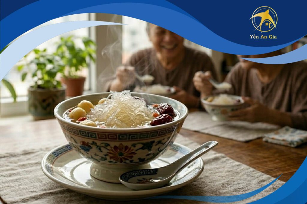 người già ăn yến sào
