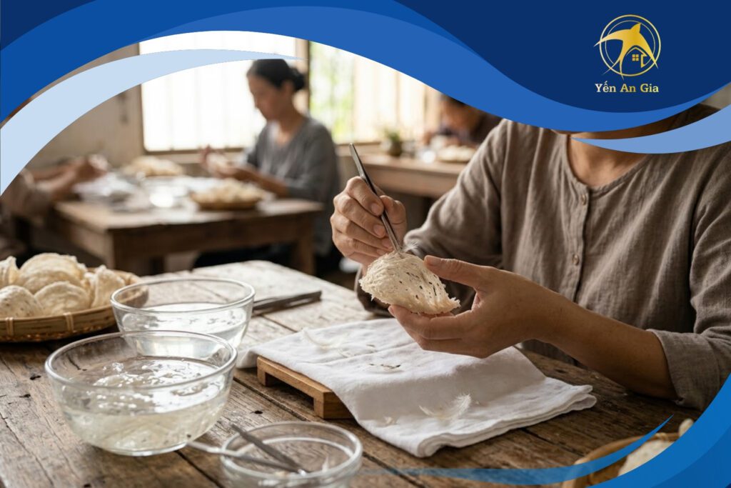 cách phân biệt yến thô thật và giả
